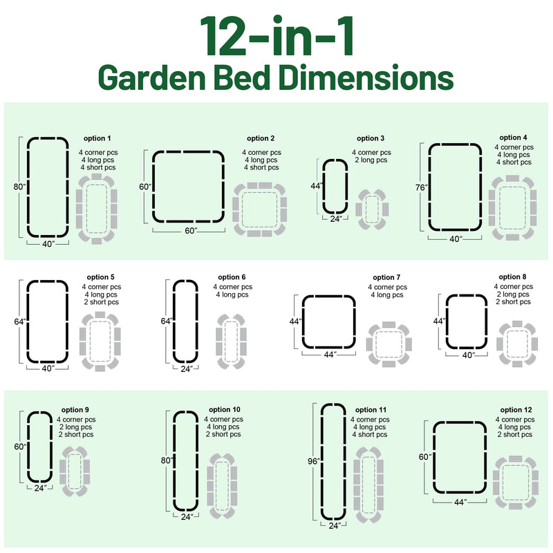 17'' Tall Olle Gardens 12-in-1 Raised Bed, in Sage Green