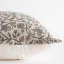 Juliette  Floral Block Printed Pillow Cover | Blue, Mustard