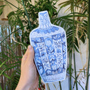 Blue Jar 2D Vase Shaped Wood Decor | Hand Painted Floral Designs | Decorative Wooden Ancient Vase Stander