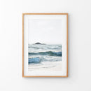 Blue Ocean Waves Poster. Coastal Wall Art