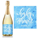 Blue Watercolors Champagne Label