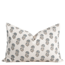 Lark Floral Block Printed Pillow Cover | Blue | Lumbar