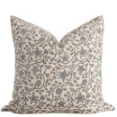 Juliette  Floral Block Printed Pillow Cover | Blue, Mustard