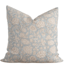 Ivy Floral Block Printed Pillow Cover | Blue