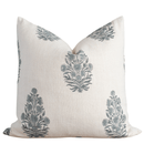 Azure Floral Block Printed Pillow Cover | Blue