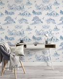 Blue French Toile Wallpaper