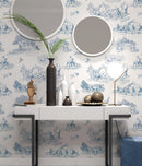 Blue French Toile Wallpaper
