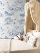 Blue French Toile Wallpaper
