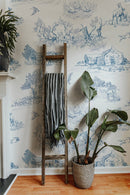 Blue French Toile Wallpaper
