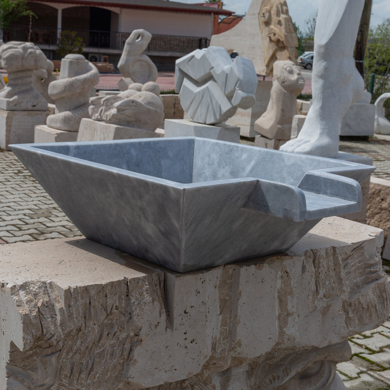 Bluestone marble natural stone pool cascade water bowl angle