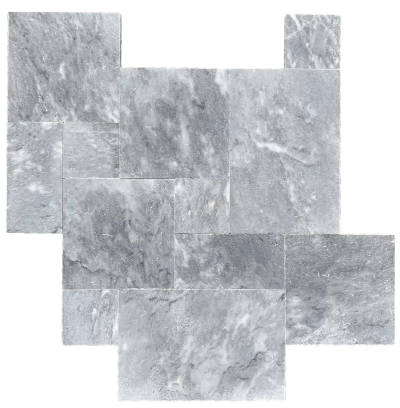 Bluestone marble pavers tumbled pattern top view