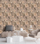 Fashionable Dark Beige Floral Wallpaper Vogue