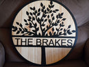 Custom Metal Split Tree Monogram | Personalized Family Name Wall Art | Indoor Outdoor | Up to 46" | Over 20 Color Options |