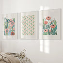 Botanical Pink Poppies Wall Art Poster Decor