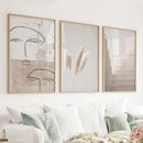 Boho Minimalist Wall Art Set. Abstract Faces, Grass, Stairs