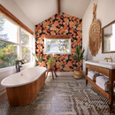 Flower Party Wallpaper, coral