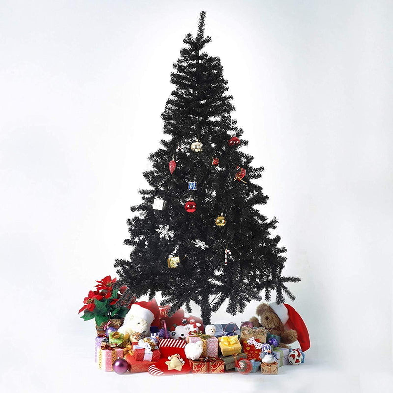 7.8' Premium Artificial Christmas Tree with Solid Metal Stand, Festive Indoor and Outdoor Decoration, Black