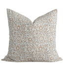 Milena Floral Block Printed Pillow Cover | Blue, Green, Light Brown