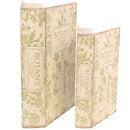 Botany Book Box Set of 2 | Vintage Book Shaped Storage Stash Trinket Boxes