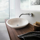 Botticino Marble Natural Stone Oval Vessel Sink - Honed Finish 16x20.5x6 Inches