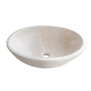 Botticino Marble Natural Stone Oval Vessel Sink - Honed Finish 16x20.5x6 Inches