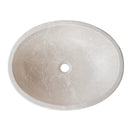 Botticino Marble Natural Stone Oval Vessel Sink - Honed Finish 16x20.5x6 Inches