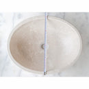 Botticino Marble Natural Stone Oval Vessel Sink - Honed Finish 16x20.5x6 Inches