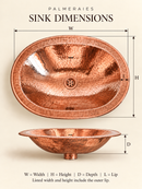 Brass Bathroom Sink - Hammered Oval Sink