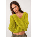 Brat Green Asymmetric Neckline Knit Crop Top Sweater [Size SM Remaining]