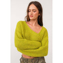 Brat Green Asymmetric Neckline Knit Crop Top Sweater [Size SM Remaining]