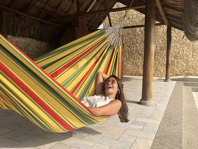 Brazilian Style Double Hammock with Bamboo Stand