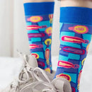 Bright Idea! Light Bulb Colorful Cotton Socks | Blue Women‘s Crew Socks