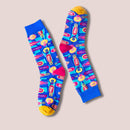 Bright Idea! Light Bulb Colorful Cotton Socks | Blue Women‘s Crew Socks