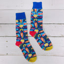 Bright Idea! Light Bulb Colorful Cotton Socks | Blue Women‘s Crew Socks