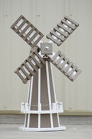 30" Octagon, Decorative, Spinning Poly Dutch Windmill (Weathered Wood/White)