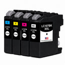 U.S. Remanufactured for Brother LC107BK Black / LC105 3 Colors XXL Super High Yield 4-Pack Ink Cartridges