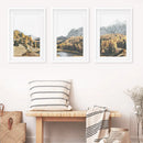 Brown Autumn Scenery. 3 Piece Mountain Lake, Forest Wall Art