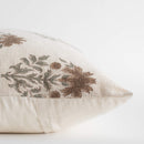 Veda Floral Block Printed Pillow Cover | Brown, Green