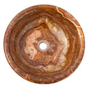 Brown Onyx Translucent Natural Stone Polished Drop-in Vessel Sink 16 x 6 Inch