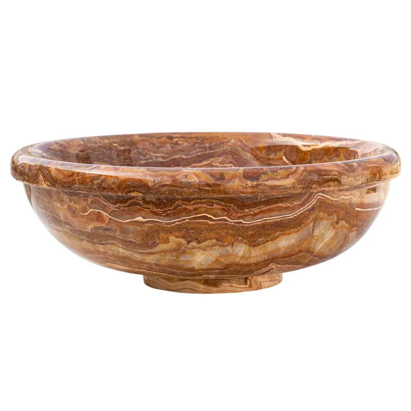 Brown Onyx Translucent Natural Stone Drop-in or Above Vanity Vessel Sink Polished (D)16" (H)6" side view