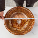Brown Onyx Translucent Natural Stone Polished Drop-in Vessel Sink 16 x 6 Inch