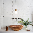 Brown Onyx Translucent Natural Stone Polished Drop-in Vessel Sink 16 x 6 Inch