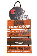 Cleveland Browns Wooden Helmet Man Cave Dangle Sign