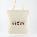 Bubble Tea Tote Bag – Cream Canvas with Enamel Pin & Keychain