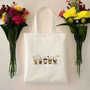 Bubble Tea Tote Bag – Cream Canvas with Enamel Pin & Keychain