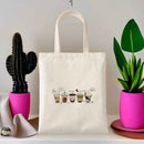 Bubble Tea Tote Bag – Cream Canvas with Enamel Pin & Keychain