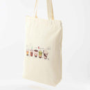 Bubble Tea Tote Bag – Cream Canvas with Enamel Pin & Keychain