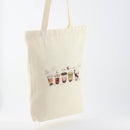 Bubble Tea Tote Bag – Cream Canvas with Enamel Pin & Keychain
