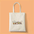 Bubble Tea Tote Bag – Cream Canvas with Enamel Pin & Keychain