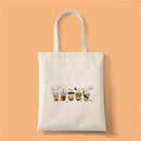 Bubble Tea Tote Bag – Cream Canvas with Enamel Pin & Keychain